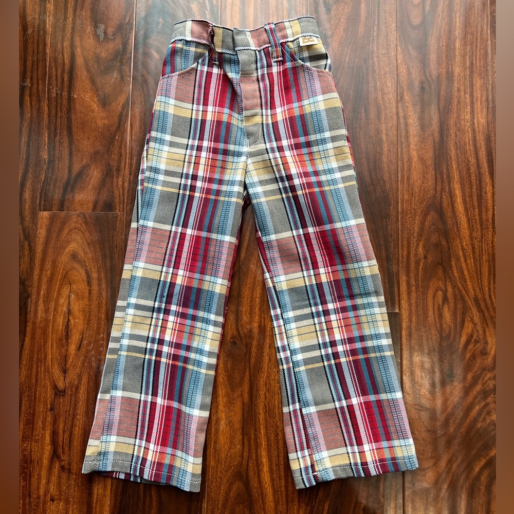 Vintage Sears Walt Disney Winnie the Pooh Plaid Flared Pants Sz 5 Slim